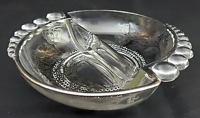 Buy Glass Silver Leaf Overlay Divided Relish Pickle Handled 6 1/4  Dish • 12.32£