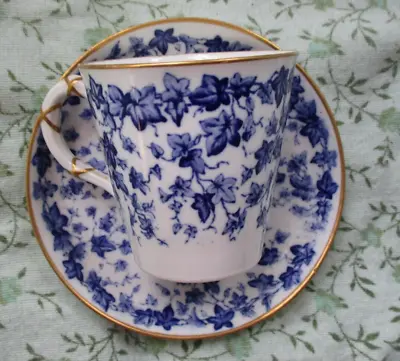 Buy Royal Worcester Antique Blue Ivy Demitasse Tea Cup Saucer Set China 1879 • 17.59£