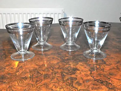 Buy  1930s Art Deco Silver Band Drinking Glasses 8cm X 7cm • 16.99£