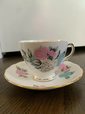 Buy Royal Vale Tea Cup Saucer Bone China Floral A6 Numbered Hydrangea Pink Blue Gray • 12.47£