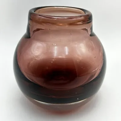 Buy Vintage MCM Dark Amethyst Purple Glass Hand Blown Vase Home Decor 5 X5  • 21.77£