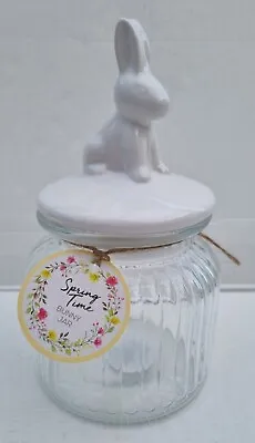 Buy Easter Glass Jar With Ceramic Bunny Lid - Retro Sweet Nursery Jar - Brand New  • 8.49£
