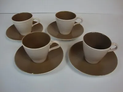 Buy 4 X Poole Pottery Vintage TwinTone Mushroom And Sepia - Coffee Cups & Saucers #3 • 7.95£