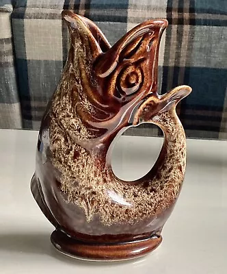 Buy Vintage Fosters Treacle Drip Glaze Fish Glug Jug 17 Cms Gluggle Gurgle Vase • 15£