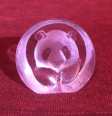 Buy Cute MATS JONASSON Small Glass Panda Bear Paperweight With Sticker & Signed • 0.99£