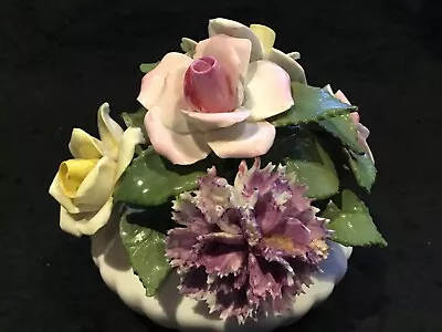 Buy Radnor Blue Pink Yellow Flowery Floral Posy China Flower Pot Ornament Figurine • 12£