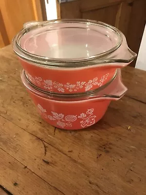 Buy 2 Pyrex Pink Gooseberry Casserole Dishes With Lids • 50£