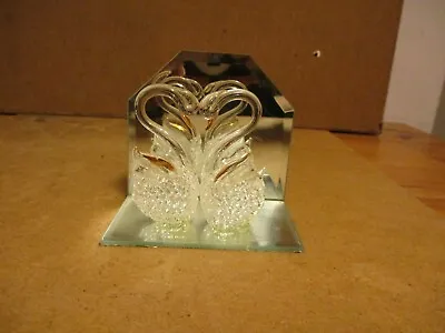 Buy Glass Kissing Swans On A Mirrored Base • 1.50£