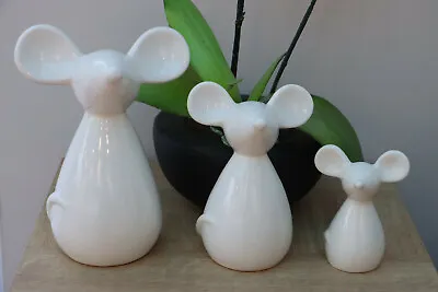 Buy White Ceramic Mice 3 Sizes Small Medium Or Large 10cm 15cm 19cm  • 9.50£