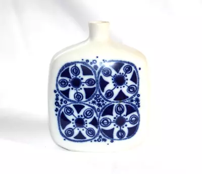 Buy Mid Century Norway Porsgrund Vase Blue White Delft Modernist Abstract • 24.96£