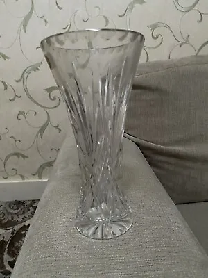 Buy Doulton International Crystal Cut Glass Vase 20.5cm Tall • 20£