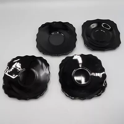 Buy Lot Of 4 Vintage Black Glass Amethyst Dish Plates Gothic Non Matching • 13.43£