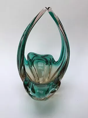 Buy Vintage Art Glass Bowl Vase, Czech Bohemian Josef Hospodka Chribska? MCM 60s 70s • 18£
