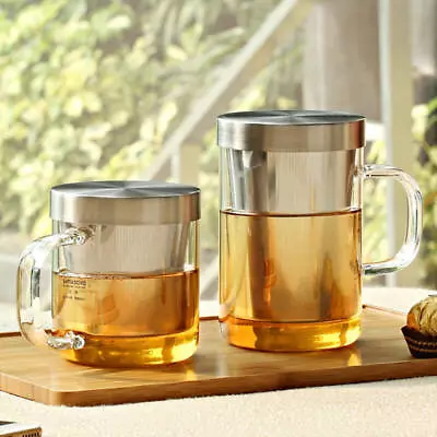 Buy Glass Tea Infuser Mug / Loose Leaf Teapot With Strainer 350-500ml (Samadoyo) • 15.99£