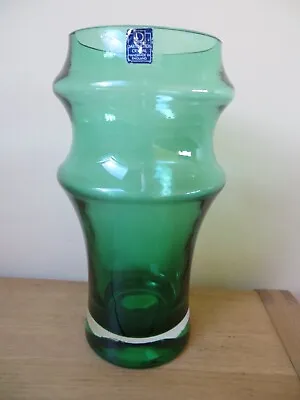 Buy Retro Vintage Dartington Art Glass Vase Green Glass With Clear Base 10  High • 24.99£