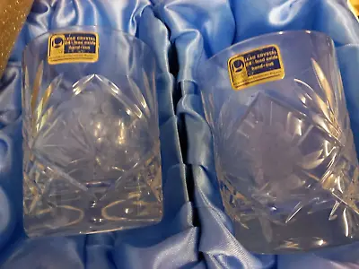 Buy John Jenkins Hand Cut Lead Crystal Whiskey Glasses (2) -  In Box CHARITY SALE • 25£