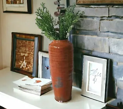 Buy Neiman Marcus Ribbed Vase, Contemporary Orange Minimalist Japanese Ceramic • 45.26£