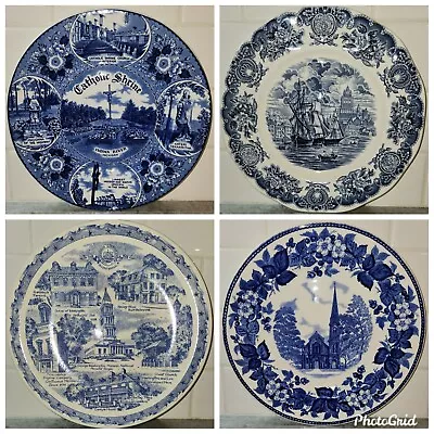 Buy Vintage English Mismatched China Blue & White Transferware Dinner Plates  • 41.74£