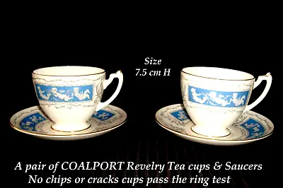 Buy A Pair Of COALPORT Revelry Adam Green Tea Cups & Saucer Plates • 9.99£