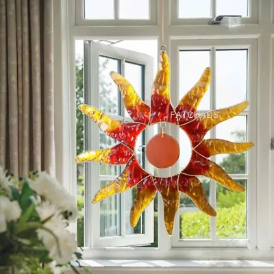 Buy Stained Glass Blazing Sun Hanging Sun Catcher Home - Window Decoration • 14.95£
