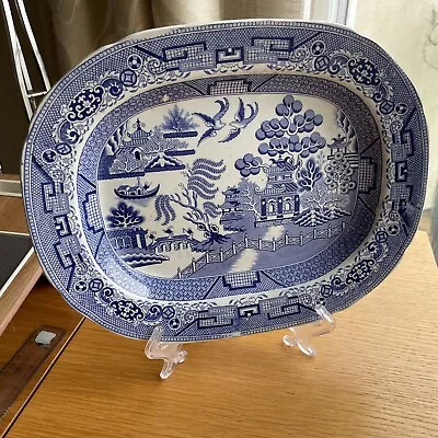 Buy Large English Antique Willow Pattern Platter Serving Dish 35.5cm X 28 Cm C1839 • 28.50£
