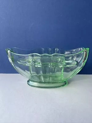 Buy Vintage Bagley Bristol Green Glass Art Deco 1930s/40s Boat Vase With Frog • 16£