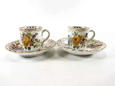 Buy Two Antique Miniature Cups & Saucers / Dresden Ref 1263/13 • 0.99£