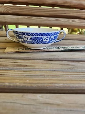 Buy Vintage Grindley Lancelot Pattern Blue White Blossoms China 2 Handle Bowl • 13.03£