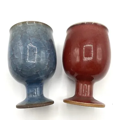Buy 2 Studio Pottery Wine Chalices Goblets • 16£