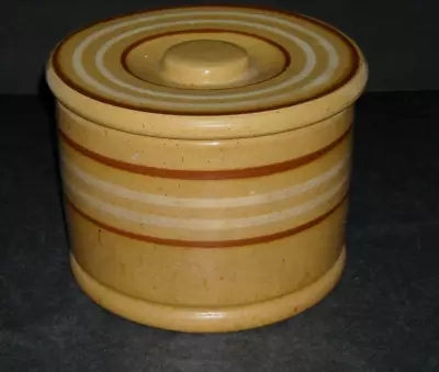 Buy Early (1880 - 1915) 2# Yellow Ware Stoneware Covered Butter Crock Slip Bands • 165.98£