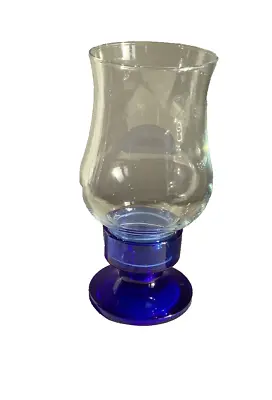 Buy Glass Candle Votive Holder Cobalt Blue Base Glass Hurricane Lamp Shape • 5£