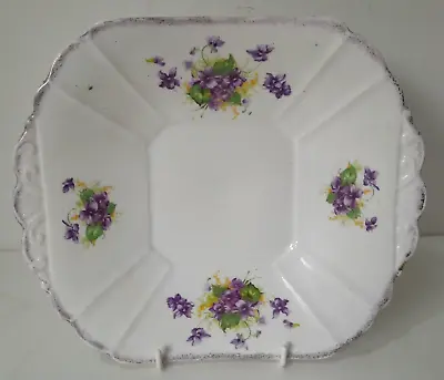 Buy Antique/Vintage Melba China Eared CAKE PLATE Sandwich Purple Violets 9.5  X 8  • 12.95£