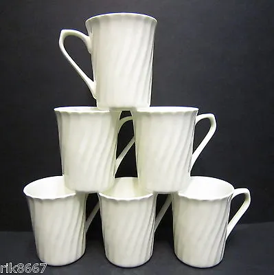 Buy Set Of 6 White Spiral Shape Fine Bone China Mug Cups Beakers • 24.99£