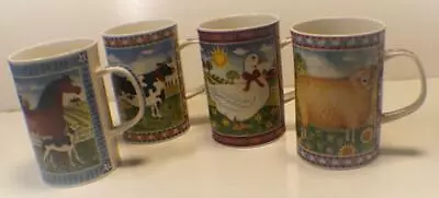 Buy Dunoon England Barnyard 4 Coffee/tea Mugs Design-jane Brookshaw Fine Bone China • 28.94£