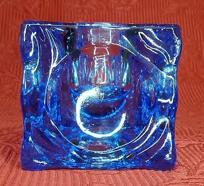 Buy Vintage Glass Blue Lovely Patterned Candle Holder. SW235 • 15.09£
