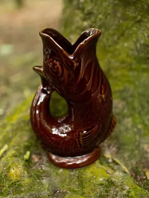 Buy Vintage 1960s Dartmouth Pottery Brown Glazed Fish Glug Jug • 9.99£