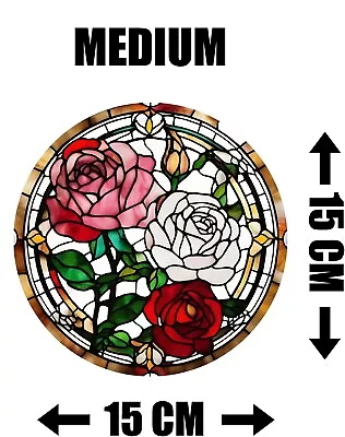 Buy Decorative Roses Stained Glass Effect Static Cling Window Sticker Colourful Gift • 5.99£