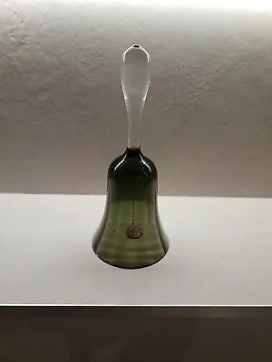 Buy Vintage Bohemia Green / Clear Glass Bell CZECHOSLOVAKIA  • 19£