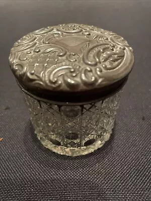 Buy Beautiful Antique Floral Sterling Silver Top Cut Glass Powder Jar • 6.99£