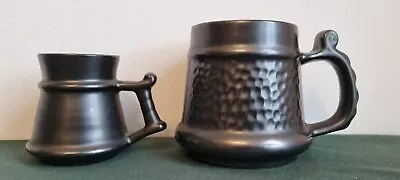 Buy Prinknash Abbey Ceramic Mugs Metallic Lustreware  Pottery Pewter  Black Tankards • 14.99£