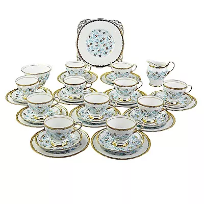Buy Tuscan China, 11 Place Tea Set, Blue Floral Gilded • 125£