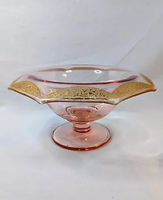 Buy Tiffin Franciscan Mayonnaise Bowl Pink Depression Glass Gold Encrusted Rolled • 22.97£