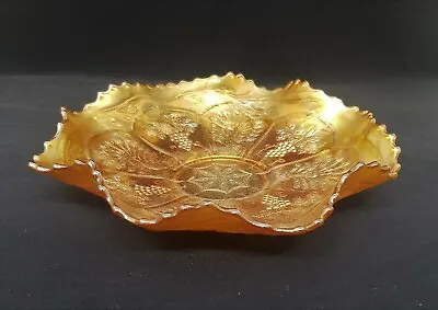 Buy Vintage Fenton Gapes & Peacocks Orange Carnival Glass Bowl • 24.99£
