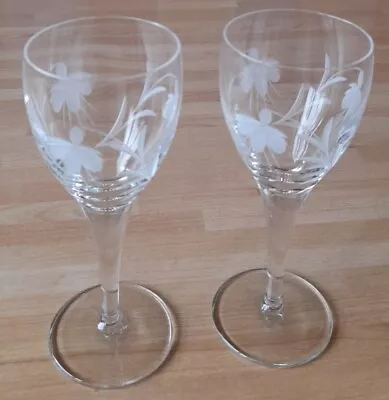 Buy 2 X Edinburgh Crystal Fuchsia Design Wine Glasses Code EDI10   6 1/2  Tall • 19.99£