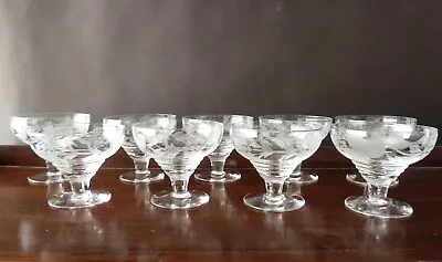 Buy 9 Stuart Crystal Champagne Sherbet Glasses Etched With Grapevine H9cm/3,5  • 75£