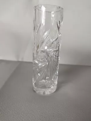 Buy Vintage Cut Glass Crystal Narrow Vase 16cm Tall (Btub4) • 7.95£