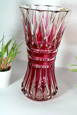 Buy Vintage 1950s Top Crystal Glass Vase Val Saint Lambert Signed Ruby Red  • 435.09£