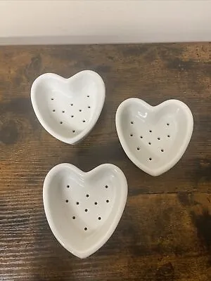 Buy French Mini White Coeur A La Crème Heart Shaped Cheese Mold Strainers Set Of 3 • 31.70£
