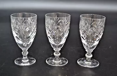 Buy 3 X Royal Doulton Cut Glass Sherry Glass Lead Crystal Georgian Design 11cm High • 20£
