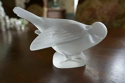 Buy Rene Lalique Crystal Sparrow Frosted Bird Figurine - Signed - France • 72.04£